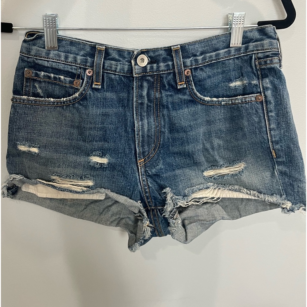 distressed jean shorts